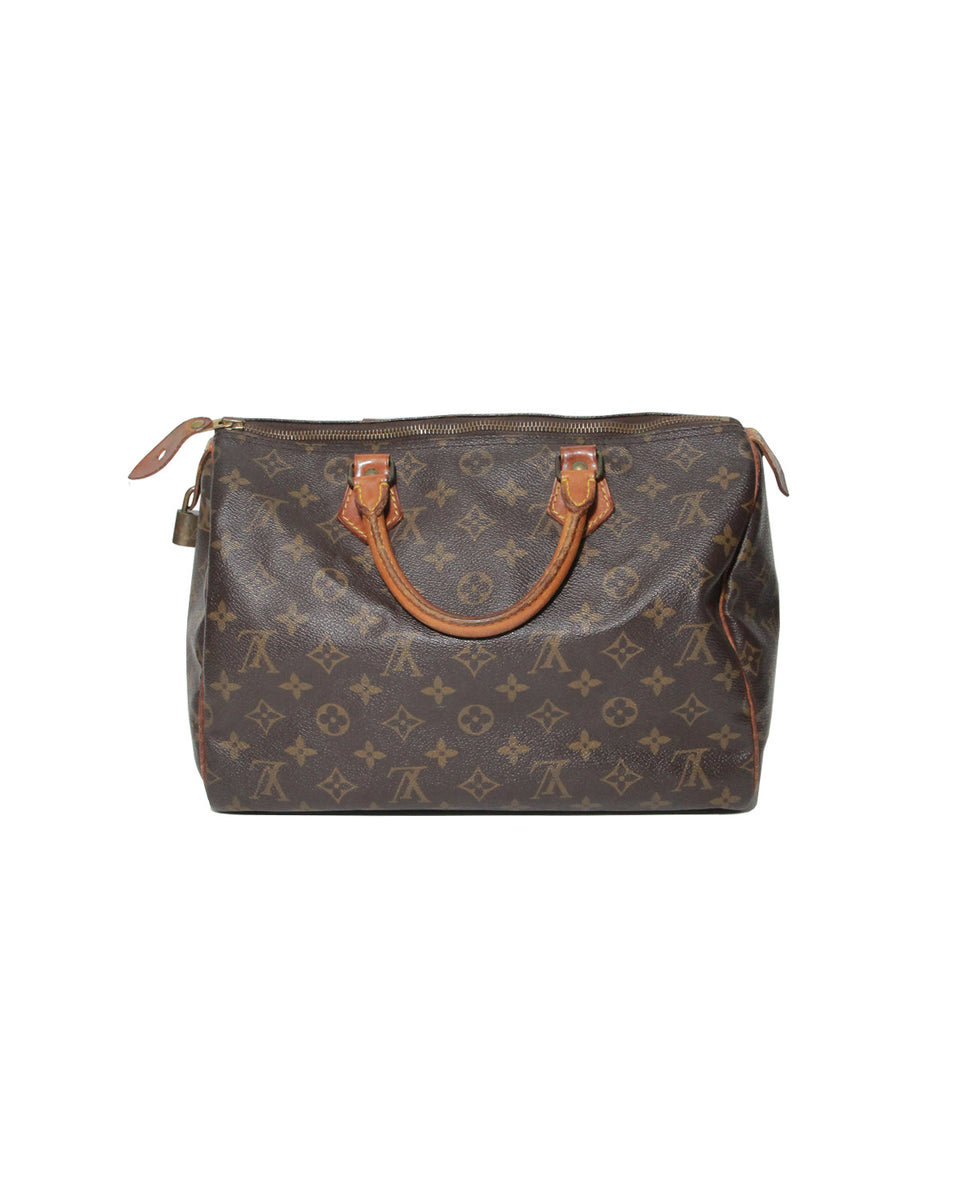 Authentic Louis Vuitton Speedy 30 Bag Purse Tote with LV padlock and key