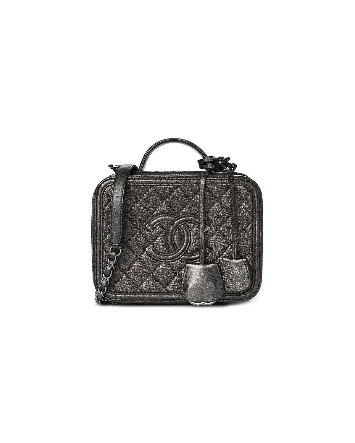 Chanel Caviar Quilted Filigree Vanity Case