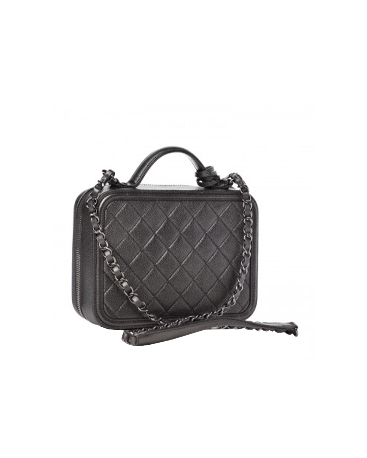 CHANEL Vanity Case Quilted Leather Crossbody Bag White