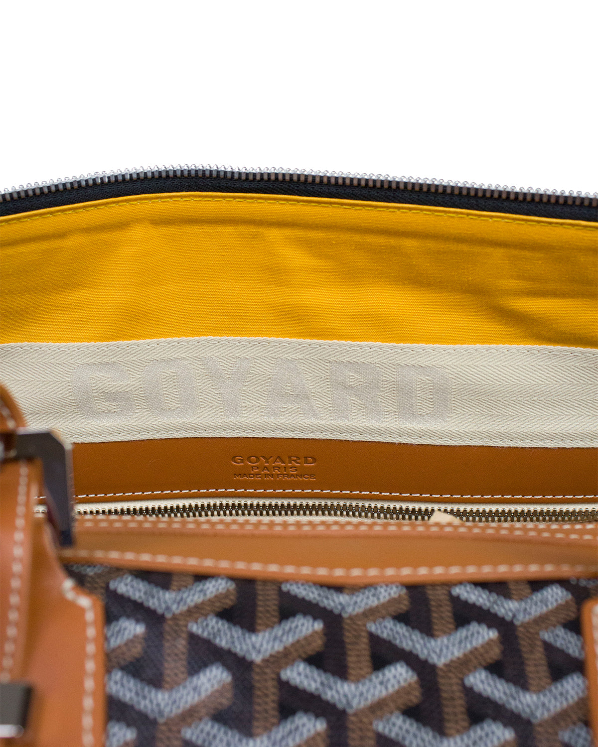 yellow goyard duffle bag