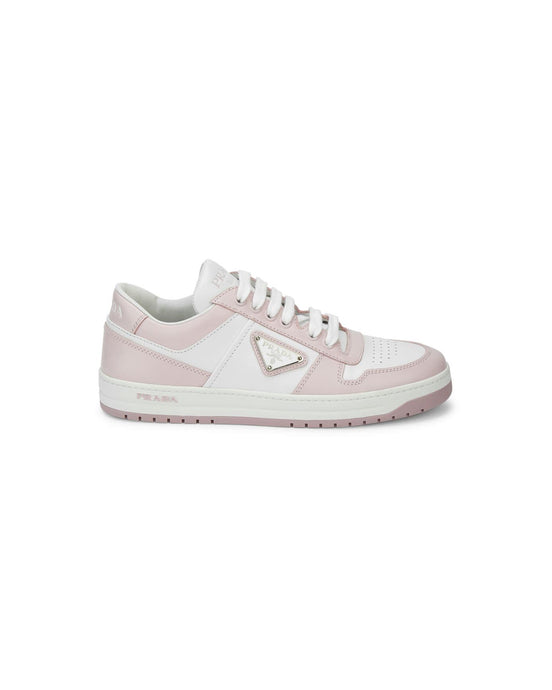 Prada Downtown Low Top Leather Sneakers Bianco Pink 