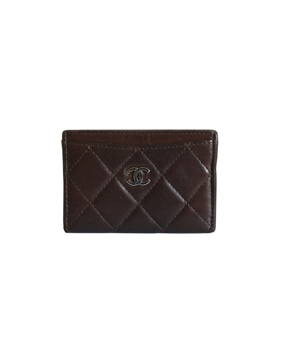 Chanel Dark Brown Leather Card Holder