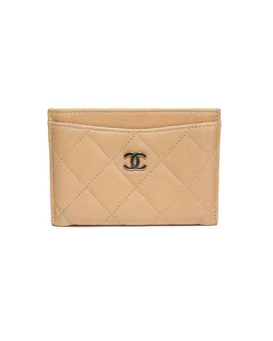 Chanel Light Brown Leather Card Holder 