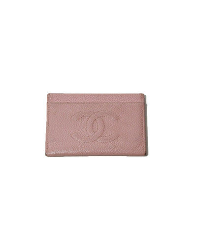 Chanel Light Pink Caviar Card Holder 