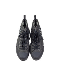 Dior B23 High Top Sneakers Black Canvas Size 45 Front