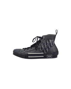 Dior B23 High Top Sneakers Black Canvas Size 45 Left Side