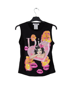 Black Vintage Dior Lady Sleeveless T Shirt 