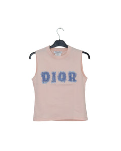 Vintage Pink Dior Sleeveless Denim T Shirt 