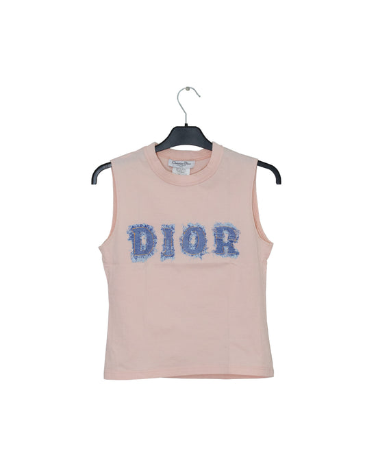 Vintage Pink Dior Sleeveless Denim T Shirt 