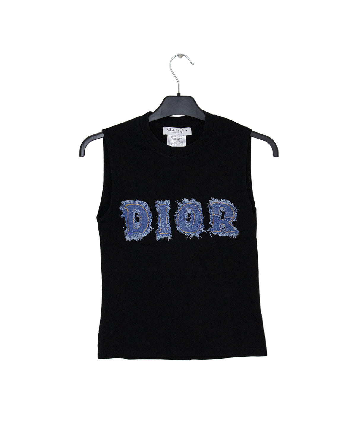 Vintage Dior Black Denim Script Sleeveless T Shirt