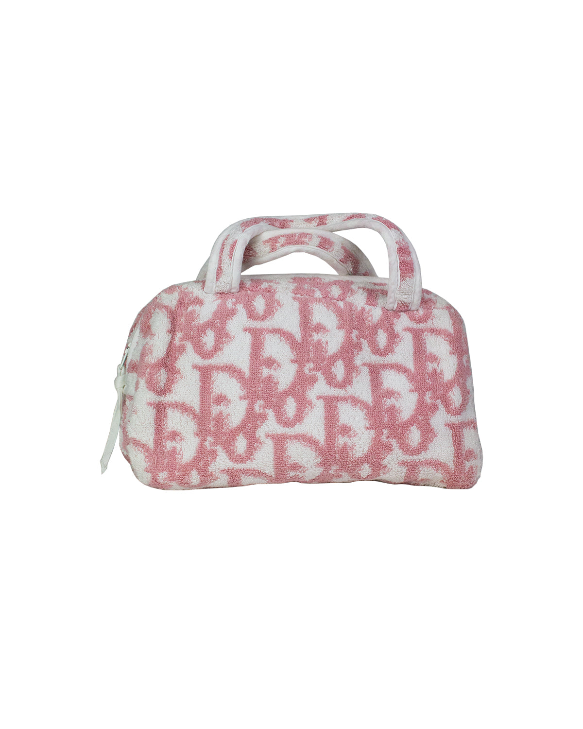 Christian Dior Pink Terry Towel Boston Bag Monogram Trotter Print Handbag