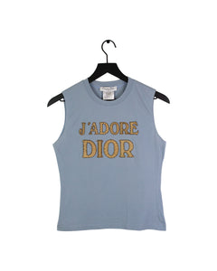 Vintage Christian Dior Blue Sleeveless T Shirt