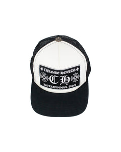 Chrome Hearts White and Black Hollywood USA Trucker Hat 