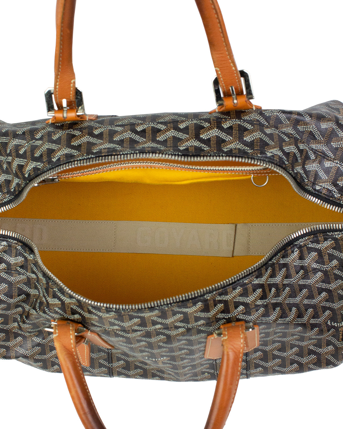 Goyard Croisiere 45 Duffle Travel Bag Yellow Canvas Leather Gym Carry On  Luggage