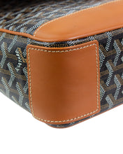 Load image into Gallery viewer, Goyard Grand Bleu MM Black and Brown Messenger Bag Left Side Detail 