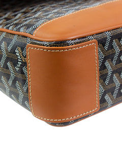 Goyard Grand Bleu MM Black and Brown Messenger Bag Left Side Detail 