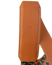 Load image into Gallery viewer, Goyard Grand Bleu MM Black and Brown Messenger Bag Leather Strap Detail 