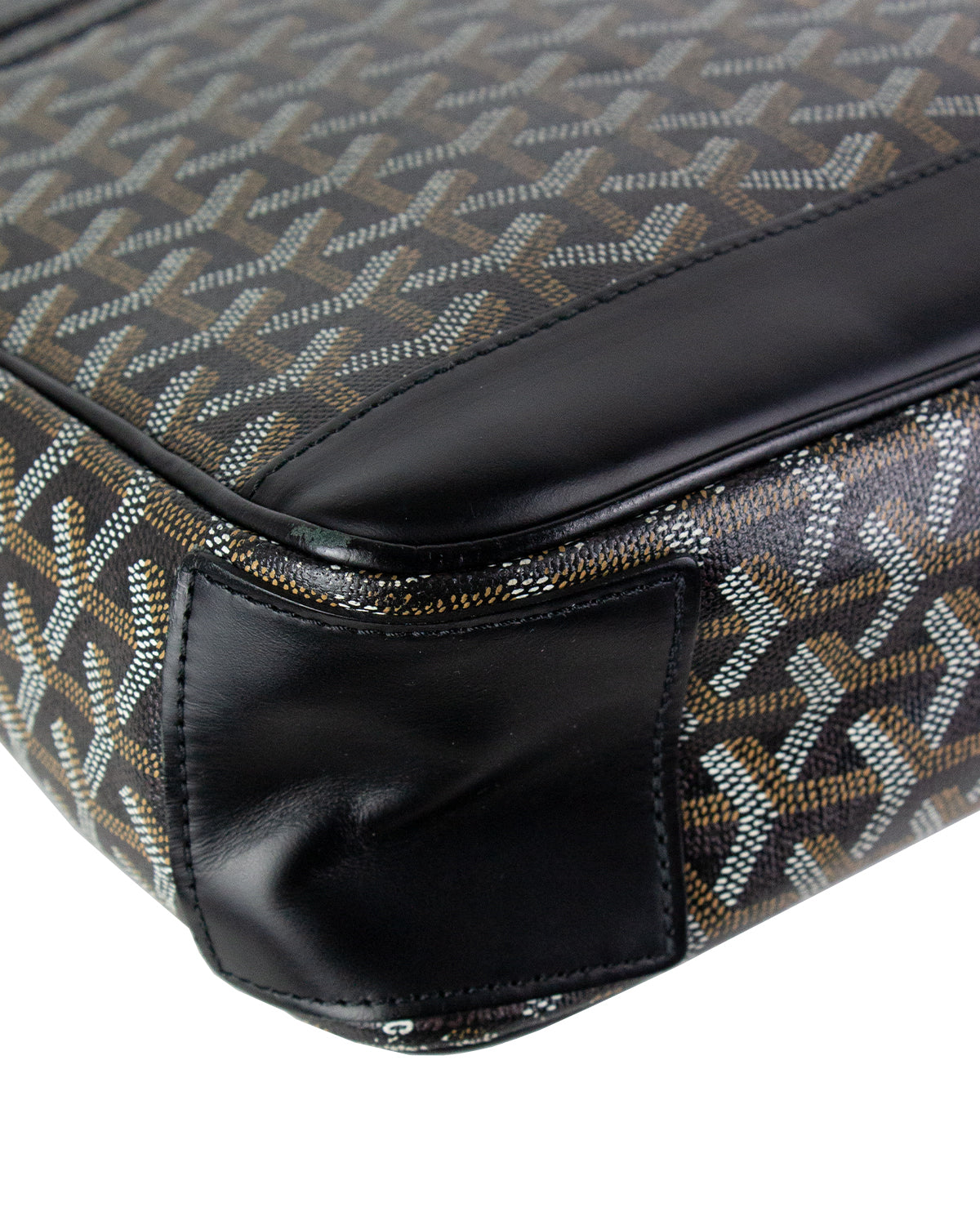 Goyard Black/Brown Leather and Canvas MM Bleu Messenger Bag Goyard