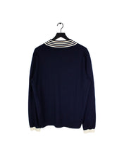 Load image into Gallery viewer, Gucci V Neck Wool Jumper Navy Back 