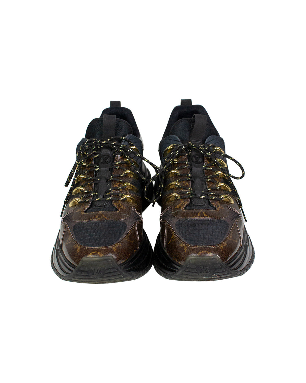 Louis Vuitton Black/Brown Monogram Canvas and Mesh Run Away Pulse Sneakers  Size 41.5 Louis Vuitton