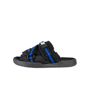 Load image into Gallery viewer, Visvim Christo Black and Blue Stripe Sandals Left Side