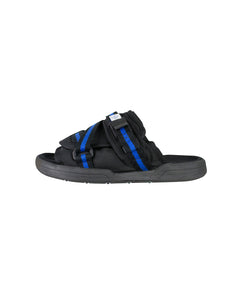 Visvim Christo Black and Blue Stripe Sandals Left Side