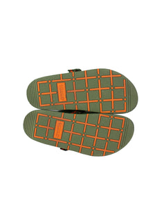 Visvim Christo Striped Sandals Olive Green and Orange Size XS Bottom